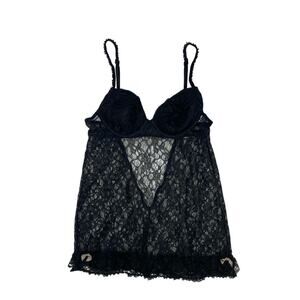 Y2K Victoria's Secret Black Lace Bustier Chemise